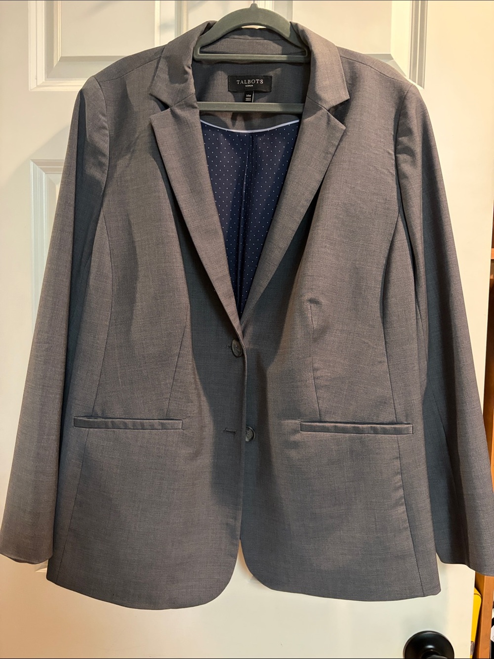 Talbots Gray Single-Breasted Wool-blend Women’s Blazer - 14W -GUC